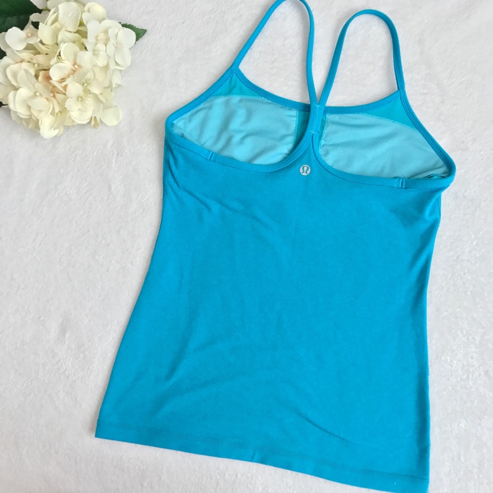 {Lululemon} Heathered Turquoise Power Y Tank